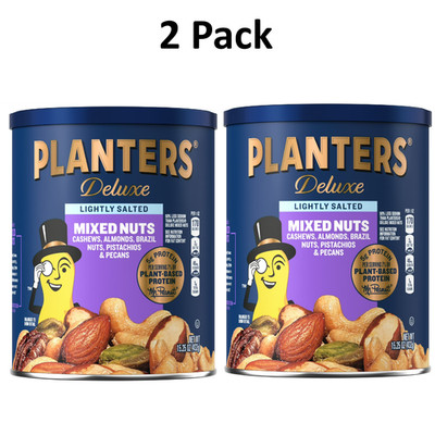 Planters Mixed Nuts, Lightly Salted Deluxe Mixed Nuts, 15.25 Ounce, 2 Pack