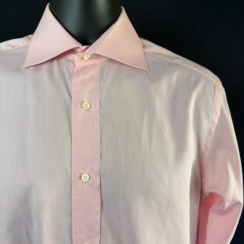 Guy Rover Dress Shirt Mens 15 /38 Pink Long Sleeve 100% Cotton Italy Barneys