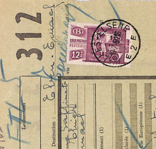 BELGIUM Railway 12f Stamp PARCEL POST LABEL Ixelles 1951 Colis Postaux WF275