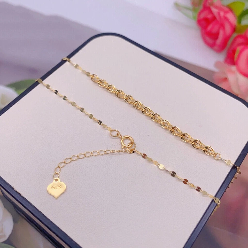 Collar de oro amarillo sólido real de 18 quilates para mujer Phoenix pluma labio cadena eslabón Foto 3 de 4