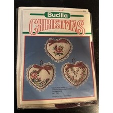 Bucilla Victorian Hearts Counted Cross Stitch Ornament Kit Set of 3 82545