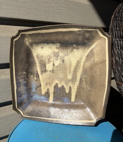 Gleason Brook GBP Speckled Drip Brown Blue Studio Art Pottery Plate 11"