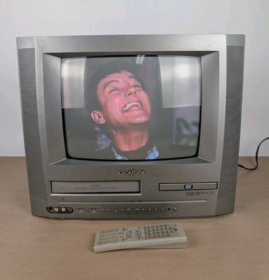 BrokSonic 13'' CRT TV SC-13845 VCR DVD Combo W/ Remote Retro WORKING VCR, NO DVD