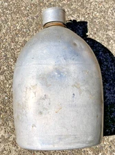 WW1 US Army Military M1910 Spun Aluminum Canteen Flat Cap Field Gear Equipment