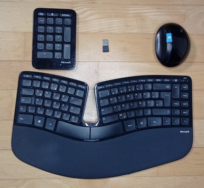 Microsoft Sculpt ergonomisches Tastatur-Ziffernblock-Maus Set+Dongle, gebraucht.