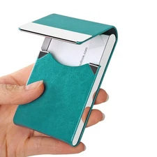 JuneLsy Business Card Holder Case - Professional PU Leather Business Card Cas...
