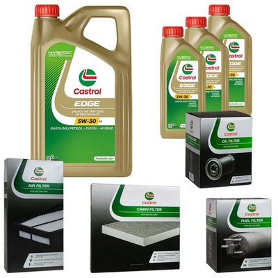 CASTROL Inspektionspaket 8 L EDGE Titanium 5W-30 LL für Volvo V40 Kombi 1.8
