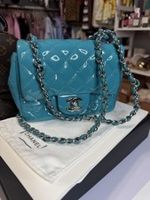 Chanel Mini Square Flap Bag Patent Turquoise