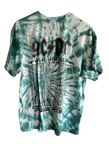 AC DC High Voltage 76 European Tour Graphic T-shirt Men L Green Tie Dye ...