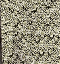 Vintage Satin Fabric Gold Black Scroll 60x88