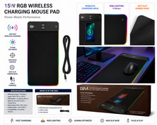 RGB Wireless Charging Gaming Mouse Pad 15W Fa...