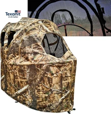 See-Through Hunting Ground Blind with Built-In Chair for Deer Hunting - 1 Person