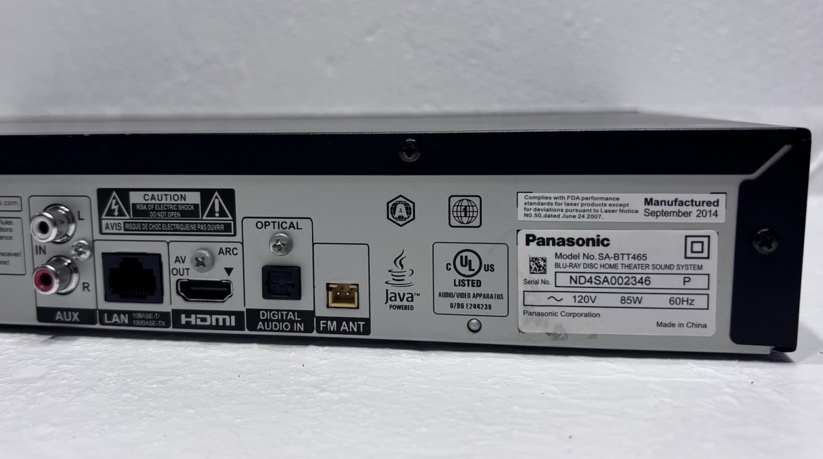 Panasonic SA-BTT465 Smart Network 3D Blu-Ray Player 5.1 Surround