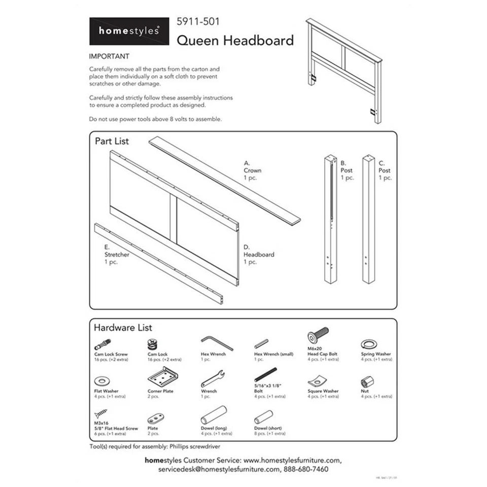 Homestyles Oak Park 66.5" Cama Tradicional Madera Queen Panel en Negro Foto 3 de 3