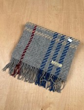 🧣 RARA Sciarpa Burberry in lana di agnello - Riga a spina di pesce blu e grigia 