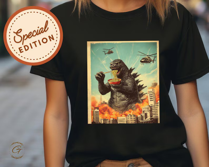 Godzilla Ramen T-Shirt: Funny Kaiju Monster Graphic Tee