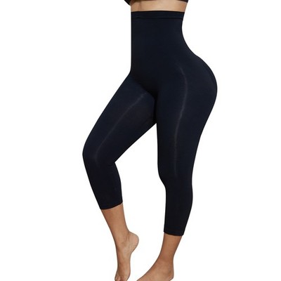  Slimming Anti Cellulite Compression Leggings Leg Shaper High Waist Capris Black