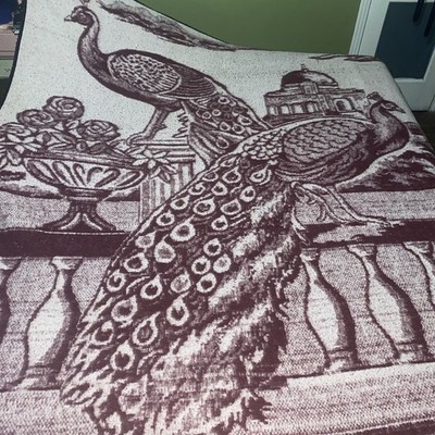 San Marcos Style Blanket Peacock Acrylic Blanket Heavy Mexican Blanket  Queen