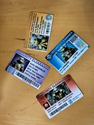 TMNT ID cards- Choose 2- Leonardo, Donatello, Michelangelo, Rapheal