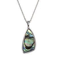 925 Sterling Silber Halskette Damen Abalone AnhäNger Rhodiniert 47 Cm