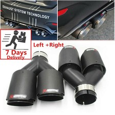 Pair Fit for Akrapovic Real Carbon Fiber 2.5" ID Car Exhaust Tip Dual Pipes End
