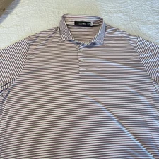Ralph Lauren RLX Mens 2XL Golf Polo Shirt Pink With White Stripes Polo Sport