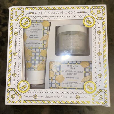 BEEKMAN 1802 Almond Honey Cookie 3pc Bodycare Travel Gift Set New Boxed