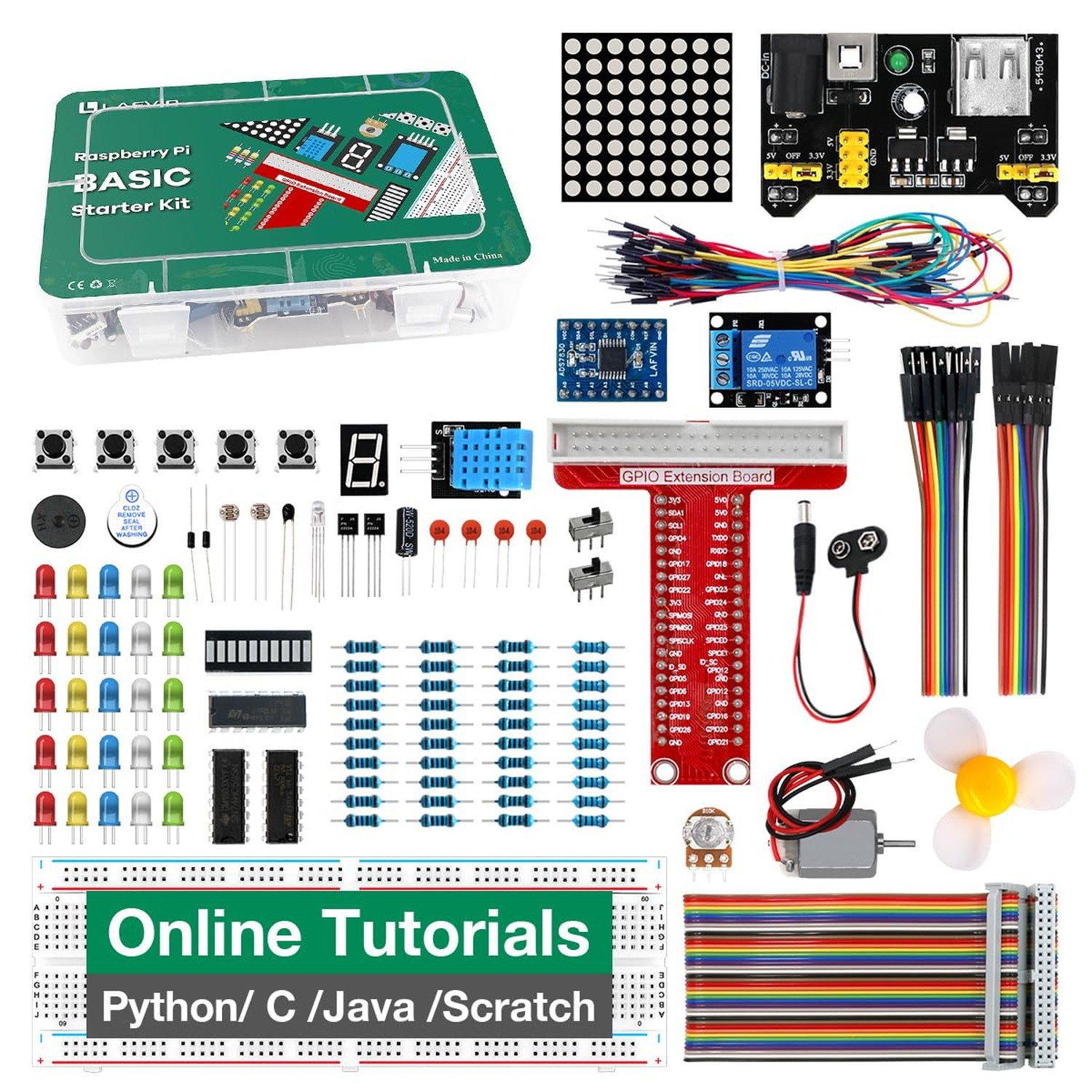 Red Development Board LAFVIN Basic Starter Kit for Raspberry Pi Development Board Breadboard ...