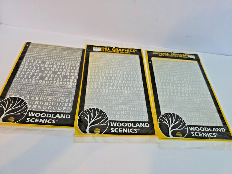 3-Woodland Scenics MG752 Roman Stencil/ Block White Letters Dry Transfer Decals