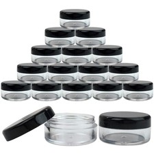 Beauticom 5G/5ML Round Clear Jars with Black Lids for Scrubs, Oils, Toner, Sa...