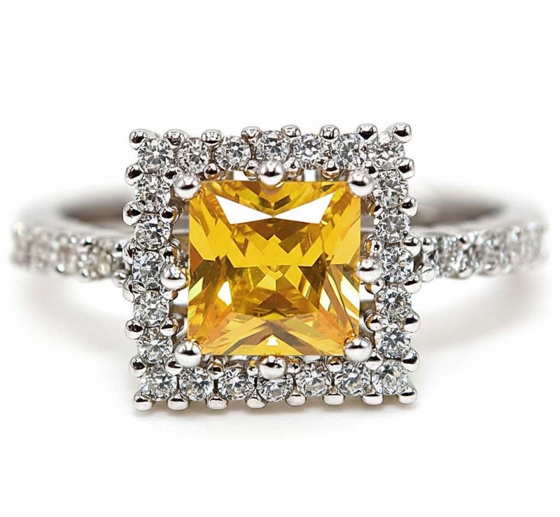 2CT Heat Treated Yellow Topaz 925 Solid Sterling Silver Ring Sz 6 