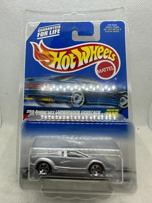 Hot Wheels #1089 25th Anniversary Lamborghini Countach Silver W/Protector
