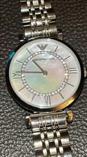 Image of Genuine EMPORIO ARMANI AR1908 Mother of Pearl Crystal Dial Womens Wrist Watch