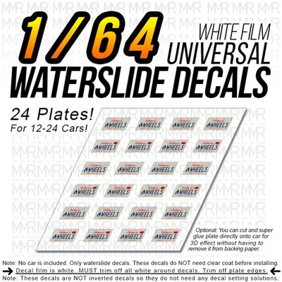 1/64 Scale LICENSE PLATE Custom White Toner Universal WaterSlide