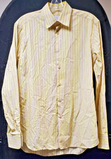 PRADA Milano Men Yellow Vertical Striped Button Dress Shirt Size 38/15