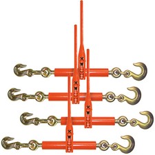 VULCAN Load Binder, Grab and Slip Hooks, 4 Pack,Ratchet Style, 6600 lbs SWL
