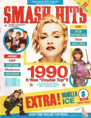 SMASH HITS Neu Kinder auf Blocksiegel Chris Isaak Vanille Eis Madonna Iron Maiden