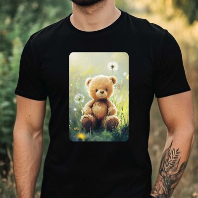 Mens Teddy Bear Dandelion Print Cotton T-Shirt Size XS to 5XL