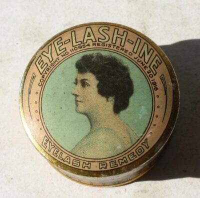 Vintage Metal Container 1916 Eye Lash Ine Lady Profile Dr F Formaneck Beauty +