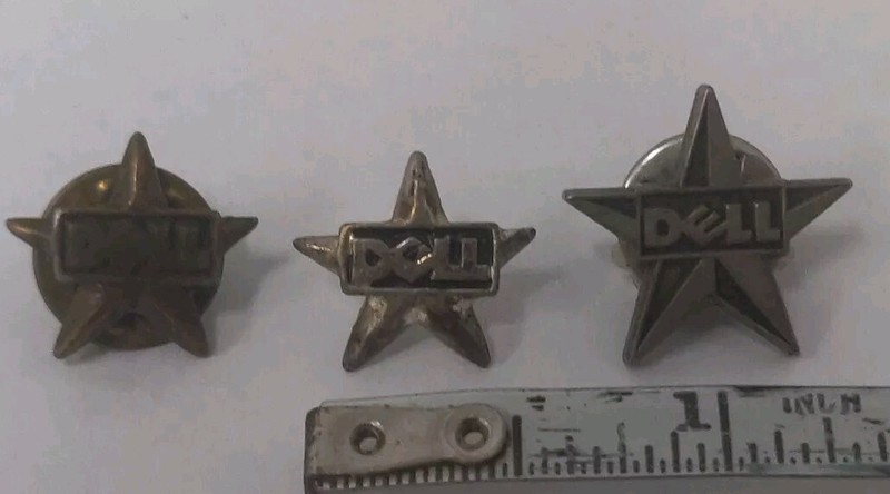 Dell Computer Employee Lot (3) Different Years Of Service Pins Button Logo For E