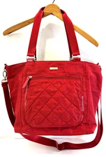 Baggalini Laptop Tote Crossbody Bag Purse RFID Wristlet Red Patent Leather Trim