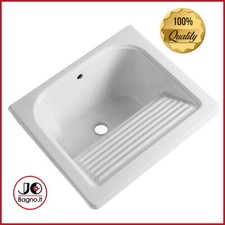 Lavatoio in Ceramica 60x60 Pilozzo Lavanderia con Strizzatoio Sifone in Omaggio