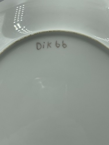 Hand Painted Wild Rose Flower Porcelain Cabinet Dinner Plate 10” Signed DIK 66 - Picture 8 of 8