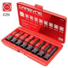 CARBYNE 8 Piece XZN Triple Square Spline Driver Impact Socket Set, Chrome Mol...