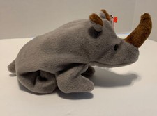 Rhinoceros Rhino Spike beanie baby ty Original tag no creases Gray Plush Animal