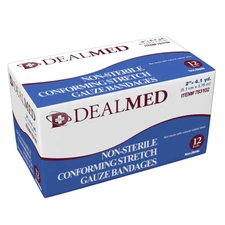 Dealmed 2" Conforming Stretch Gauze Bandages 2" x 4.1 Yards Stretched - 12 Count