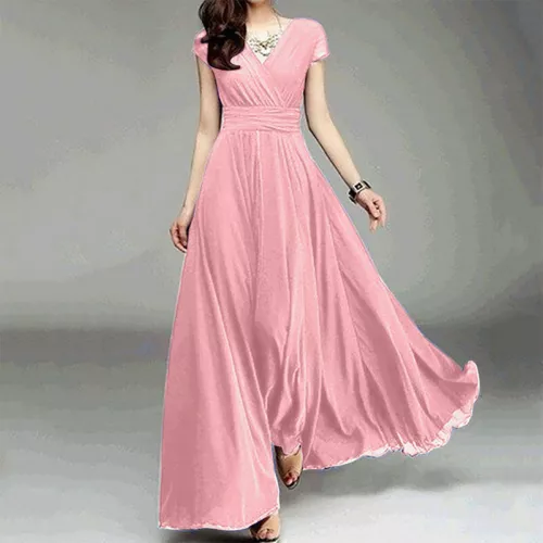 Schickes Damen Spitze Maxi Chiffon Brautjungfer formell Abschlussball Abend Hochzeit Party Kleid - Bild 32 von 34