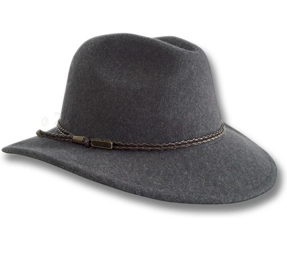 【oZtrALa】Felt HAT Fedora Indiana Jones AUSTRALIAN-Wool Mens Leather Band Cowboy - Image 3 of 4