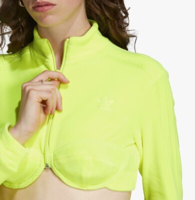 Adidas X Jeremy Scott H50968 Velour Crop Track Top Neon Yellow | eBay