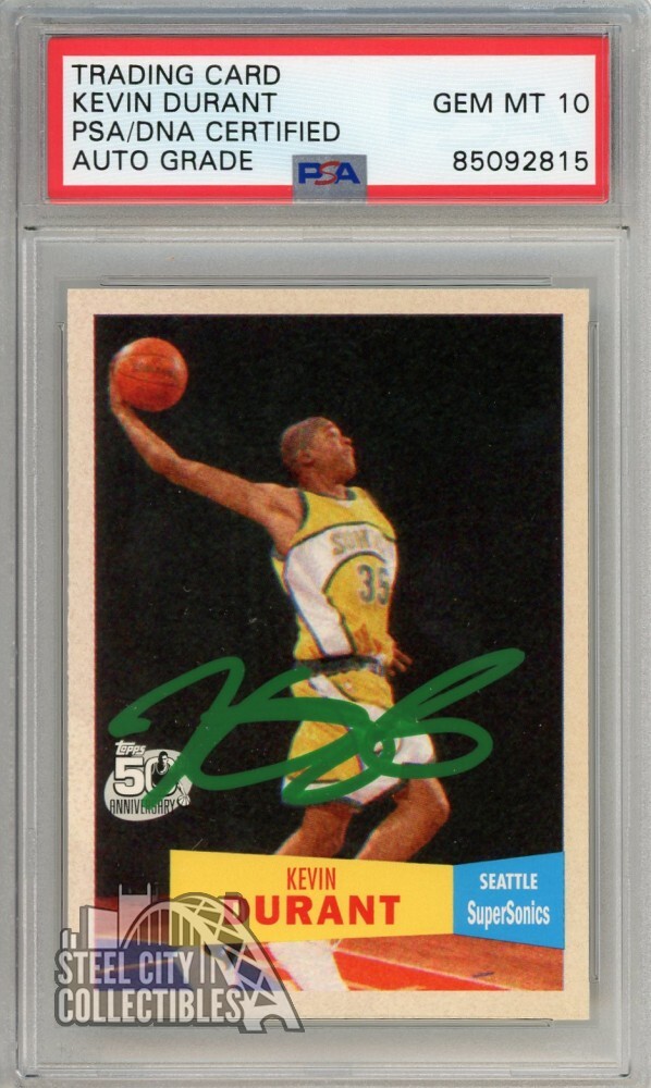 Kevin Durant 2007-08 Topps 57-58 Autograph Rookie Card #112 PSA/DNA 10 (Green)